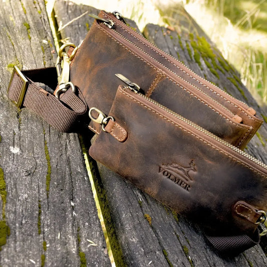 Bauchtasche Leder für Damen und Herren - 2 große Fächer + 1 abnehmbares Frontfach | Madison