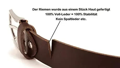 Klassischer Leder Gürtel - Braun - 38mm breit - leicht kürzbar | Br007-02