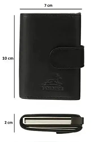 Estuche para tarjetas POP-UP de cuero – espacio para 11 tarjetas – compartimento para billetes – protección RFID | VO24