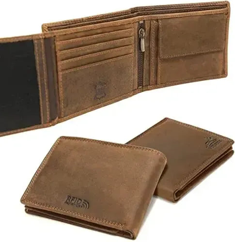Portafoglio uomo in pelle con protezione RFID - doppia cucitura extra resistente - 11 scomparti per carte di credito | VO19