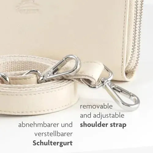 Cartera de mujer de piel auténtica con compartimento para móvil y protección RFID – correa de hombro desmontable | Modelo Verona