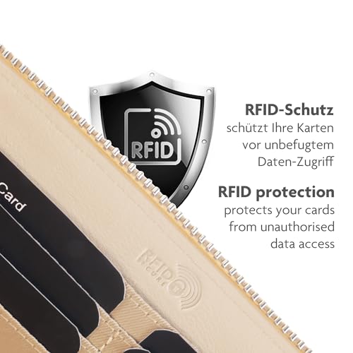 Dames portemonnee van echt leer met vak voor mobiel & RFID-bescherming – afneembare schouderriem | Model Verona