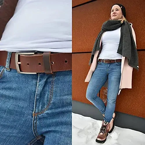 Klassischer Leder Gürtel - Schwarz/Braun - 35mm breit - leicht kürzbar | Modell Austin