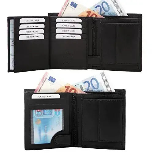 Cartera de cuero para hombre – 10 compartimentos para tarjetas de crédito – Formato vertical | VO16