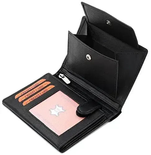 Cartera de cuero para hombre con protección RFID - costura doble extra resistente - 15 compartimentos para tarjetas de crédito - formato vertical | VO2