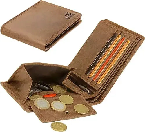Portafoglio uomo in pelle con protezione RFID - doppia cucitura extra resistente - 11 scomparti per carte di credito | VO19