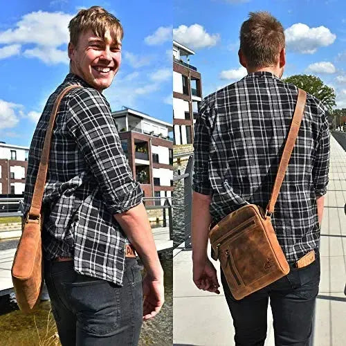Borsa a tracolla in pelle per uomo e donna – borsa a spalla funzionale per tutti i giorni | Modello Stanford