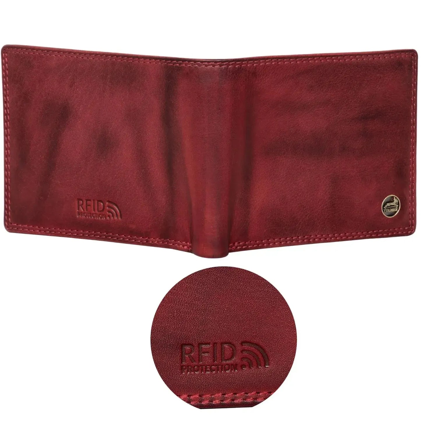 Cartera de cuero para hombre con protección RFID - costura doble extra resistente - 6 compartimentos para tarjetas de crédito | 16112B