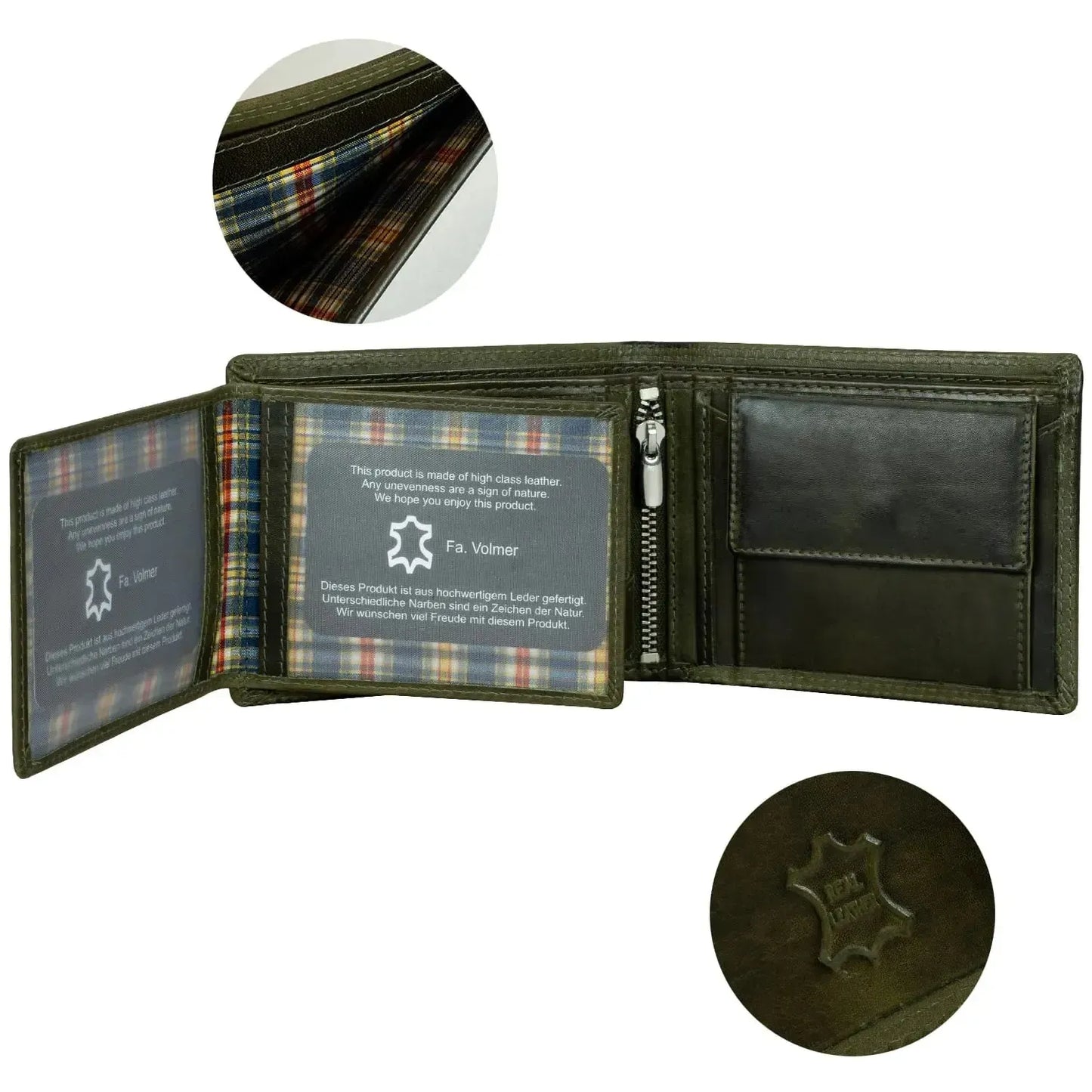 Cartera de cuero para hombre con protección RFID - costura doble extra resistente - 13 compartimentos para tarjetas de crédito | VO36B