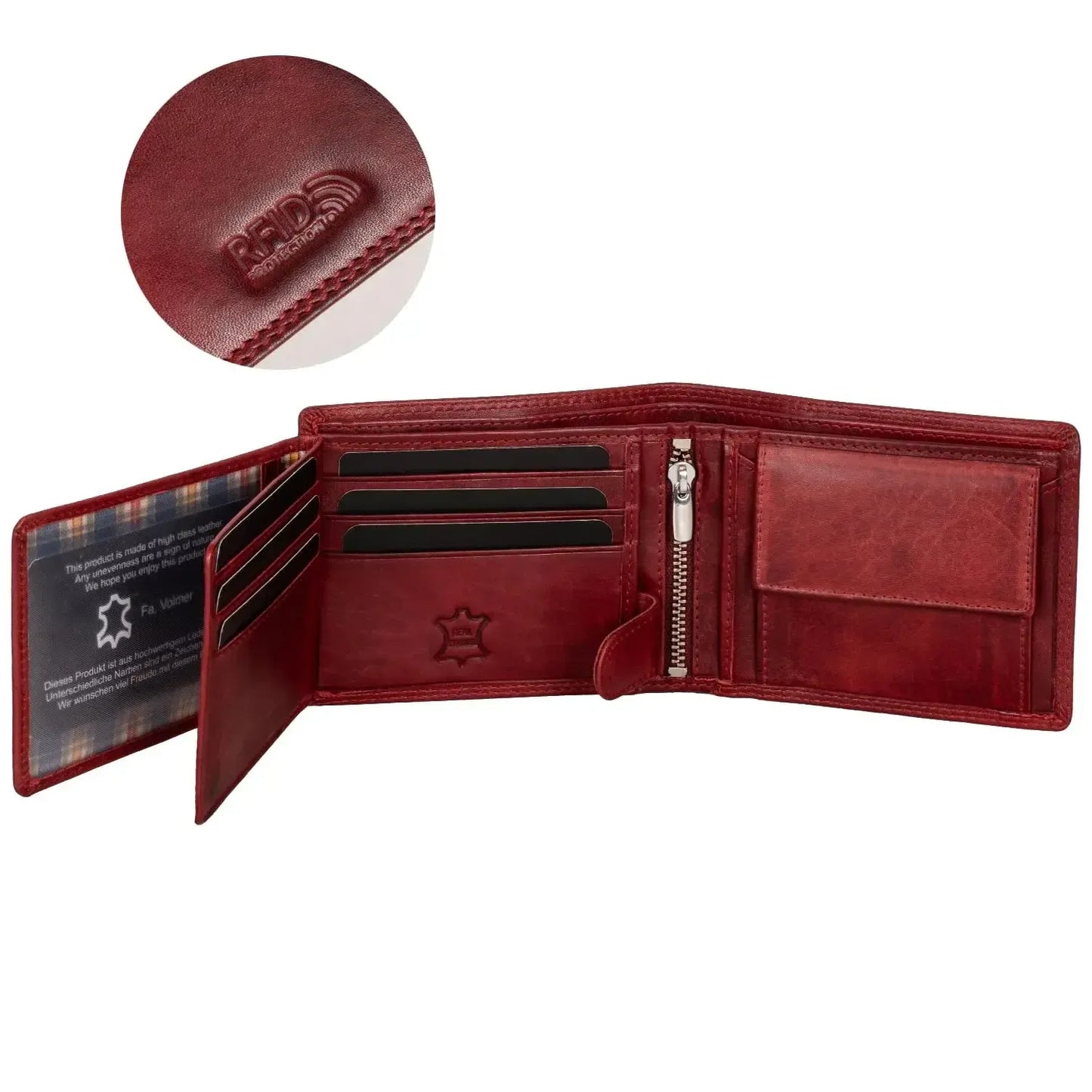 Cartera de cuero para hombre con protección RFID - costura doble extra resistente - 13 compartimentos para tarjetas de crédito | VO36B