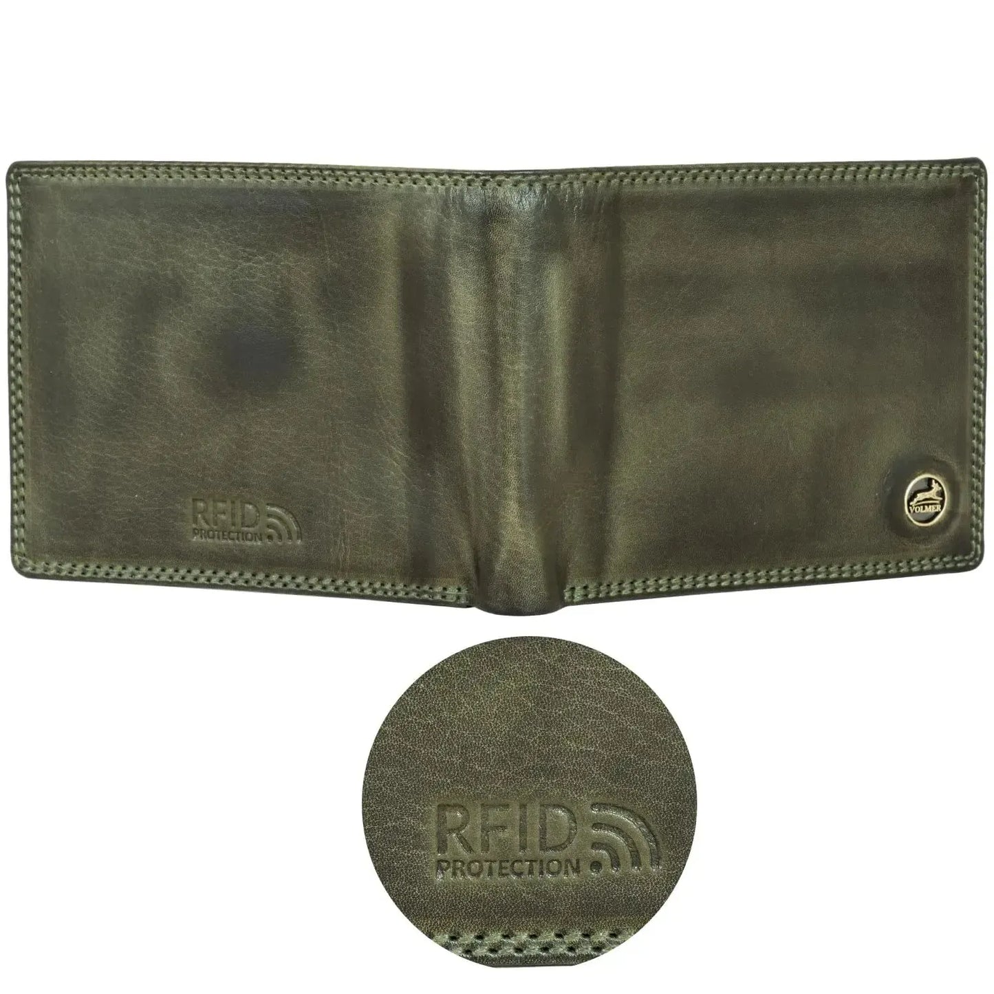 Cartera de cuero para hombre con protección RFID - costura doble extra resistente - 6 compartimentos para tarjetas de crédito | 16112B