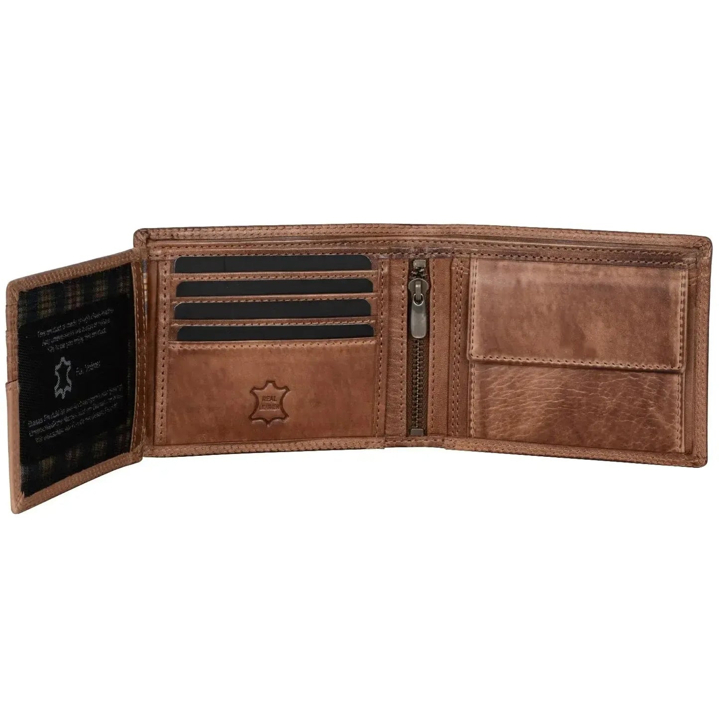 Cartera de cuero para hombre con protección RFID - costura doble extra resistente - 11 compartimentos para tarjetas de crédito | VO19B