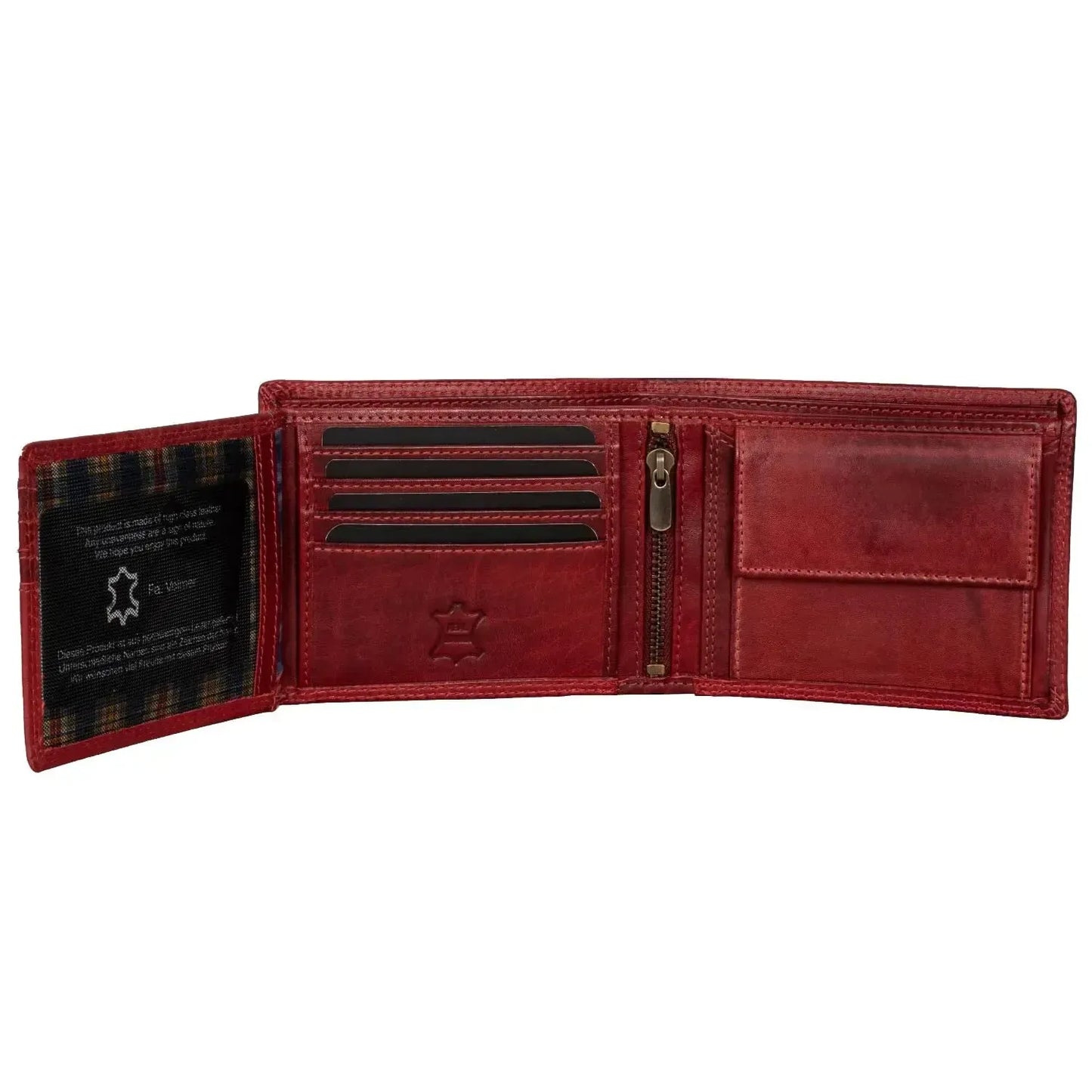 Cartera de cuero para hombre con protección RFID - costura doble extra resistente - 11 compartimentos para tarjetas de crédito | VO19B