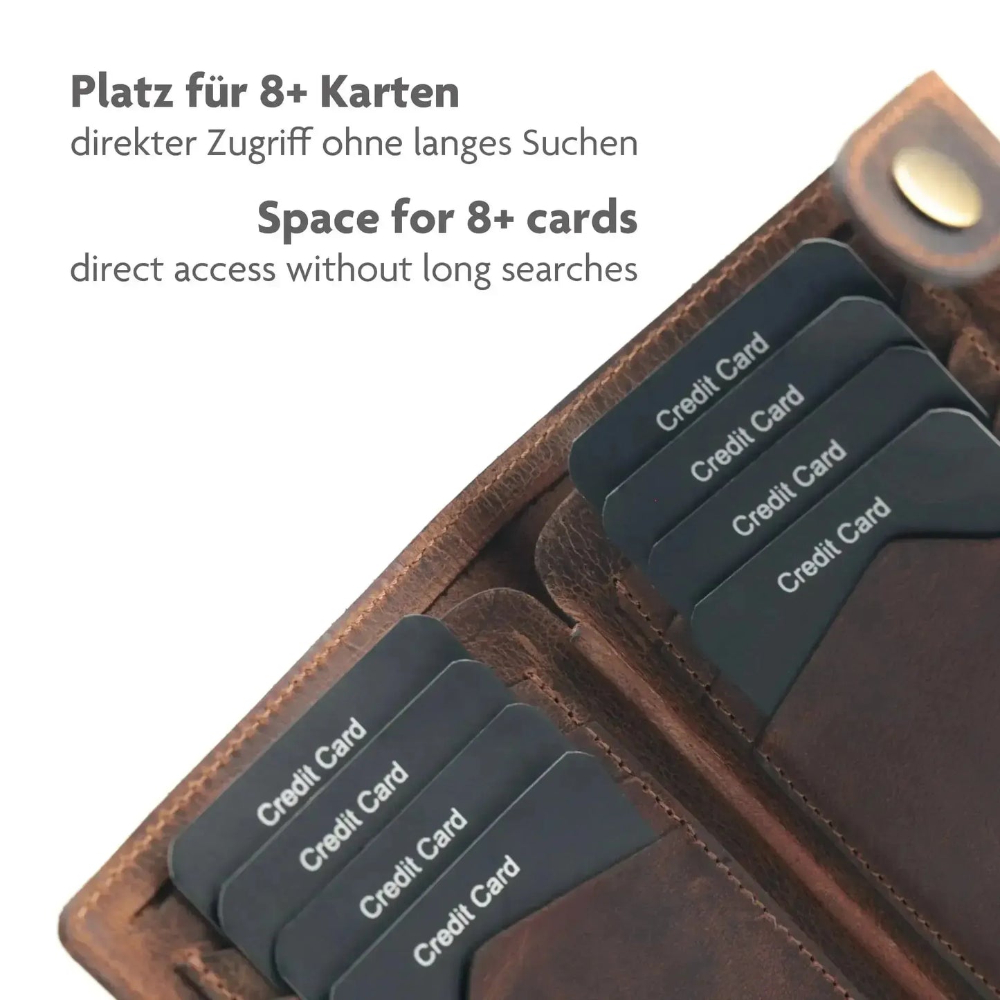 Cartera de cuero con gran compartimento para billetes – 8 ranuras para tarjetas de crédito – Sin plástico – Caja de regalo | Denton