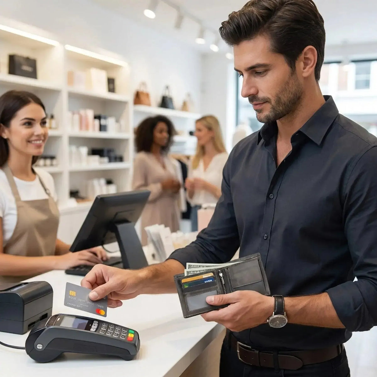 Leder Geldbörse Herren mit RFID-Schutz – extra-stabile Doppelnaht – 13 Fächer für Kreditkarten | VO11-RFID