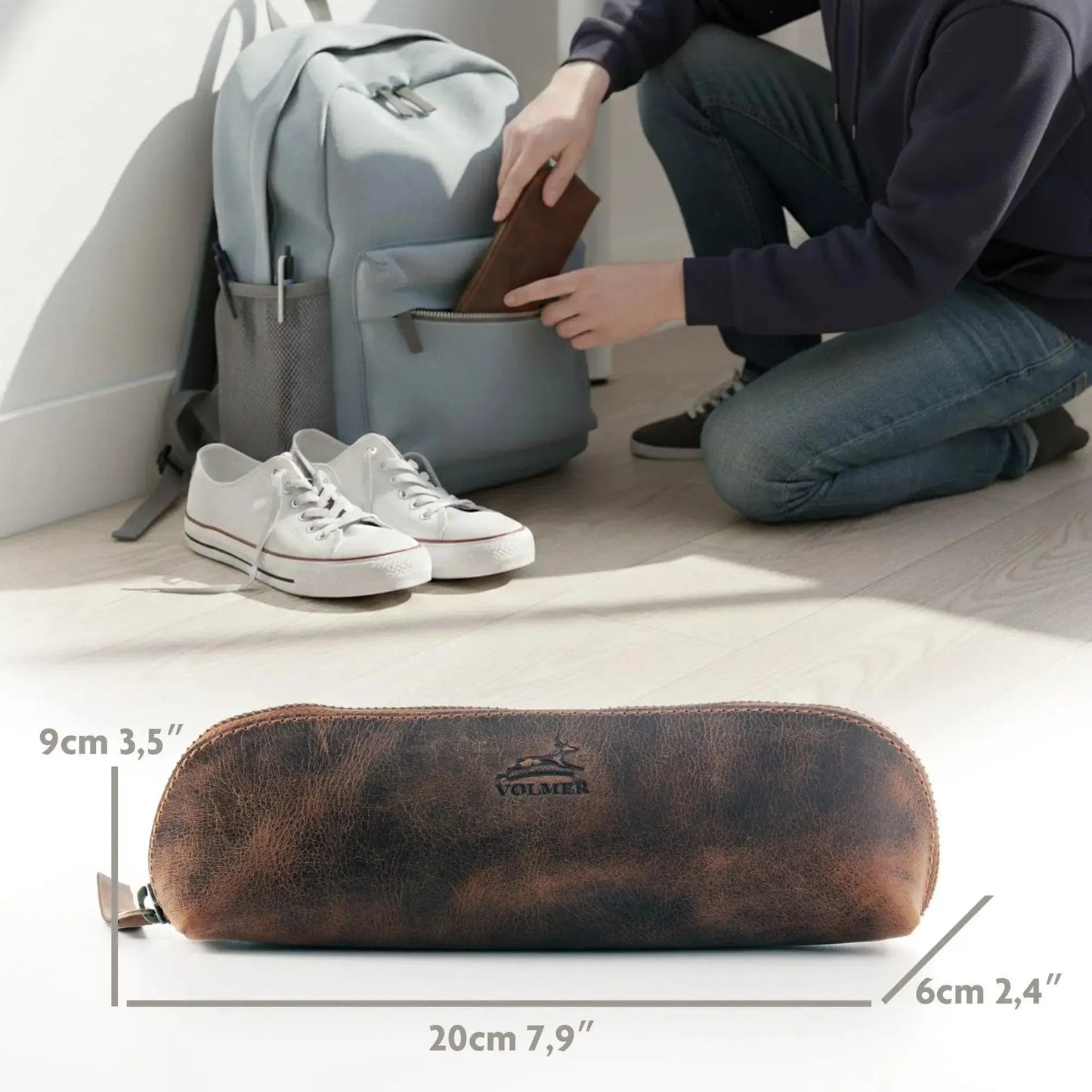 Federmäppchen Leder – Federtasche für Büro, Uni, Schule und Atelier – Stiftetui, Stiftmappe, Toolbag