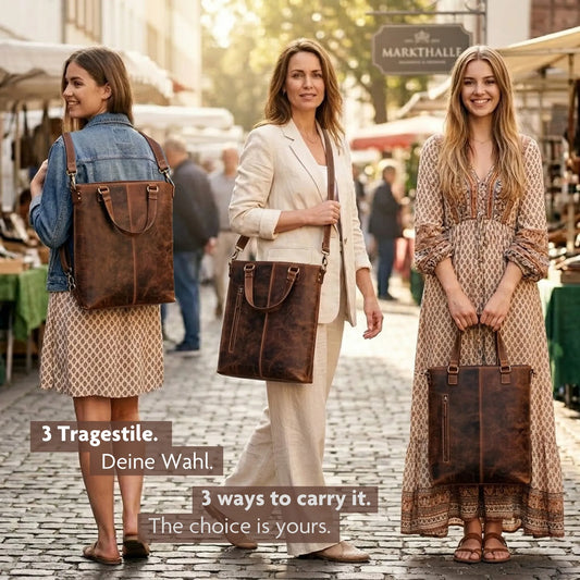 Große Leder Shopping-Bag – Echtleder Tasche für Damen – 3-in-1 | Avenue