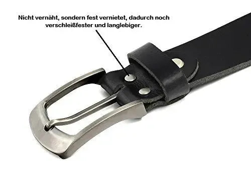 Ceinture classique en cuir – noire – 38 mm de large – facilement raccourcissable | 10125