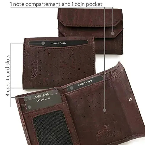 Portefeuille compact en liège avec protection RFID – 4 compartiments pour cartes de crédit – vegan | MW99 Kork