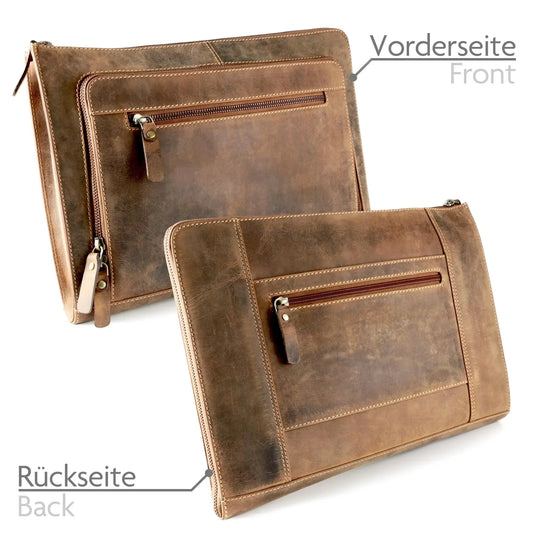 Laptop Tasche Leder - 14 Zoll - mit großer Außentasche | Riverside