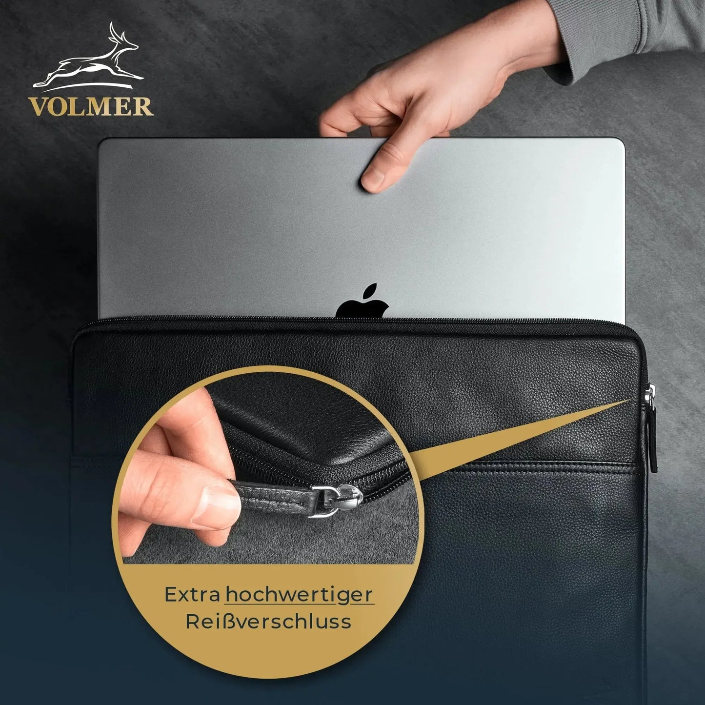 Laptophülle 13,3 Zoll / 15,6 Zoll – Leder – mit Außenfach | Cover3713095