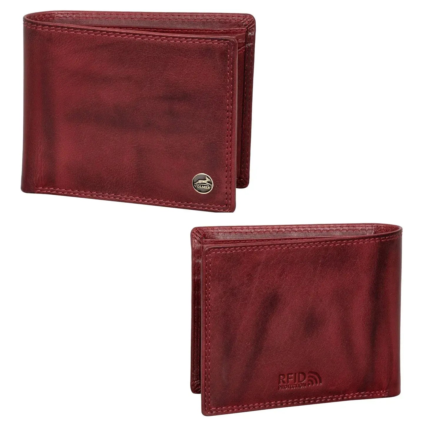 Leder Geldbörse Herren mit RFID-Schutz - extra-stabile Doppelnaht - 6 Fächer für Kreditkarten | 16112B