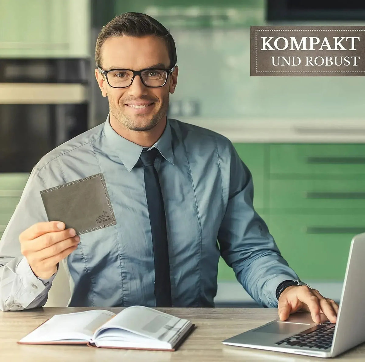 Pánská kožená peněženka s RFID ochranou – extra pevné dvojité švy – 6 přihrádek na kreditní karty | VO8