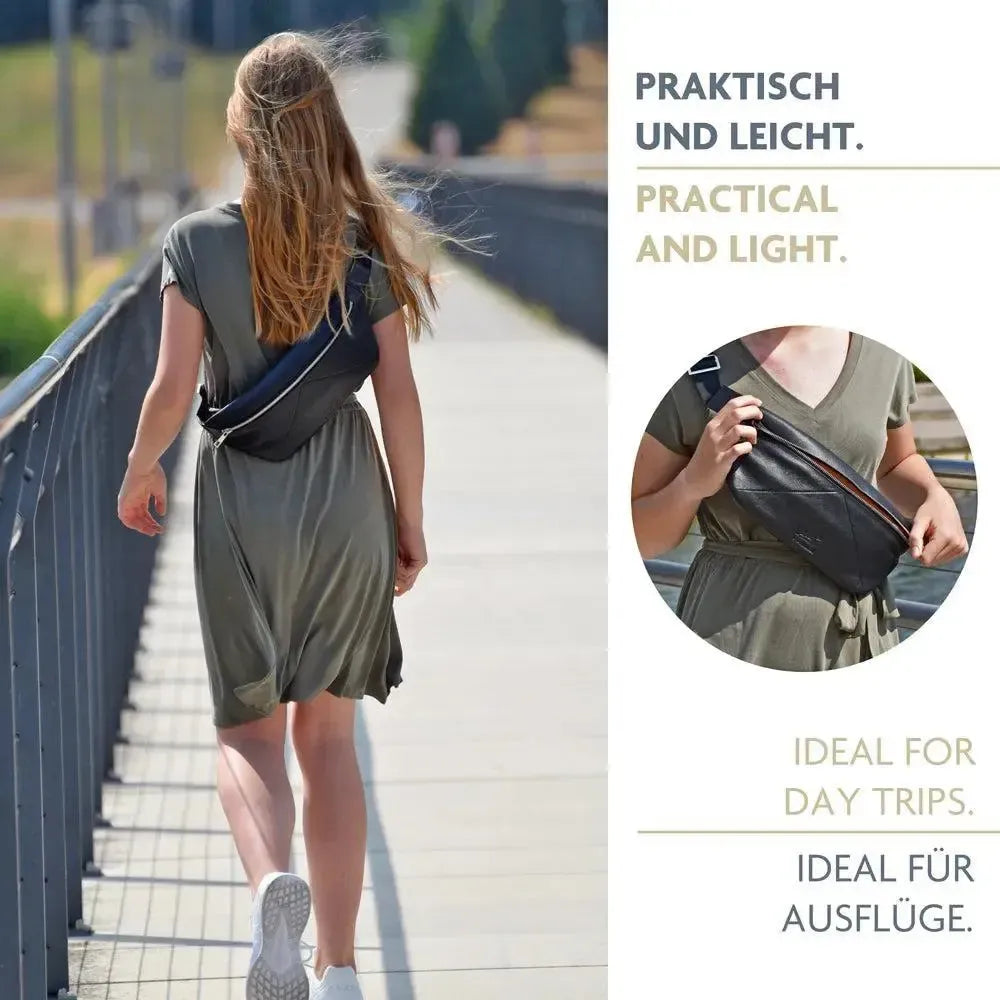 Lehká crossbody kabelka přes rameno z pravé kůže – prostorná a odolná sling taška | Bag9910