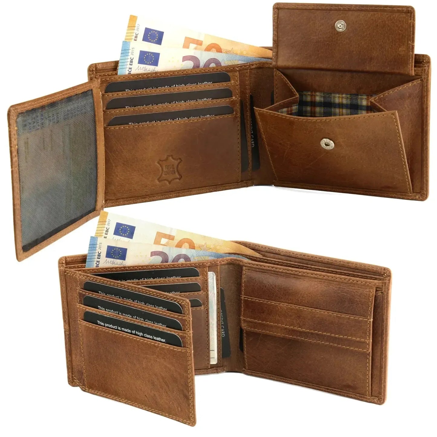 Portafoglio in pelle da uomo con protezione RFID - design alla moda - 10 scomparti per carte di credito | VO37
