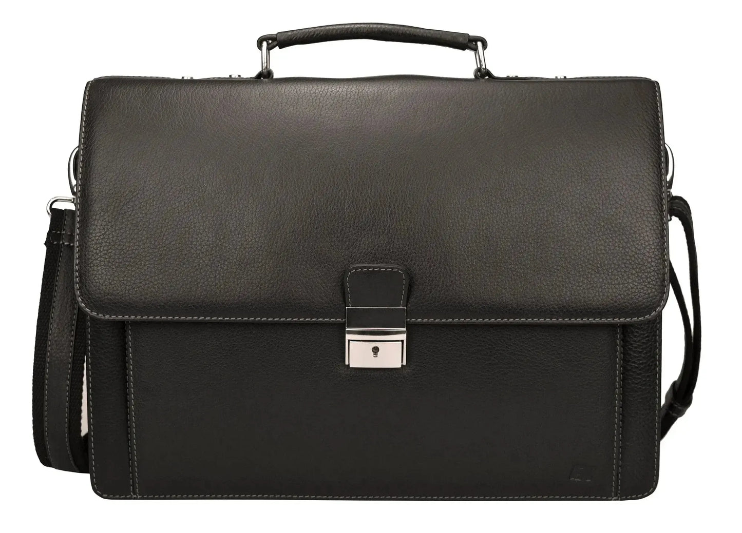 Leder Businesstasche Aktentasche Lehrertasche mit abnehmbaren Schultergurt Schwarz