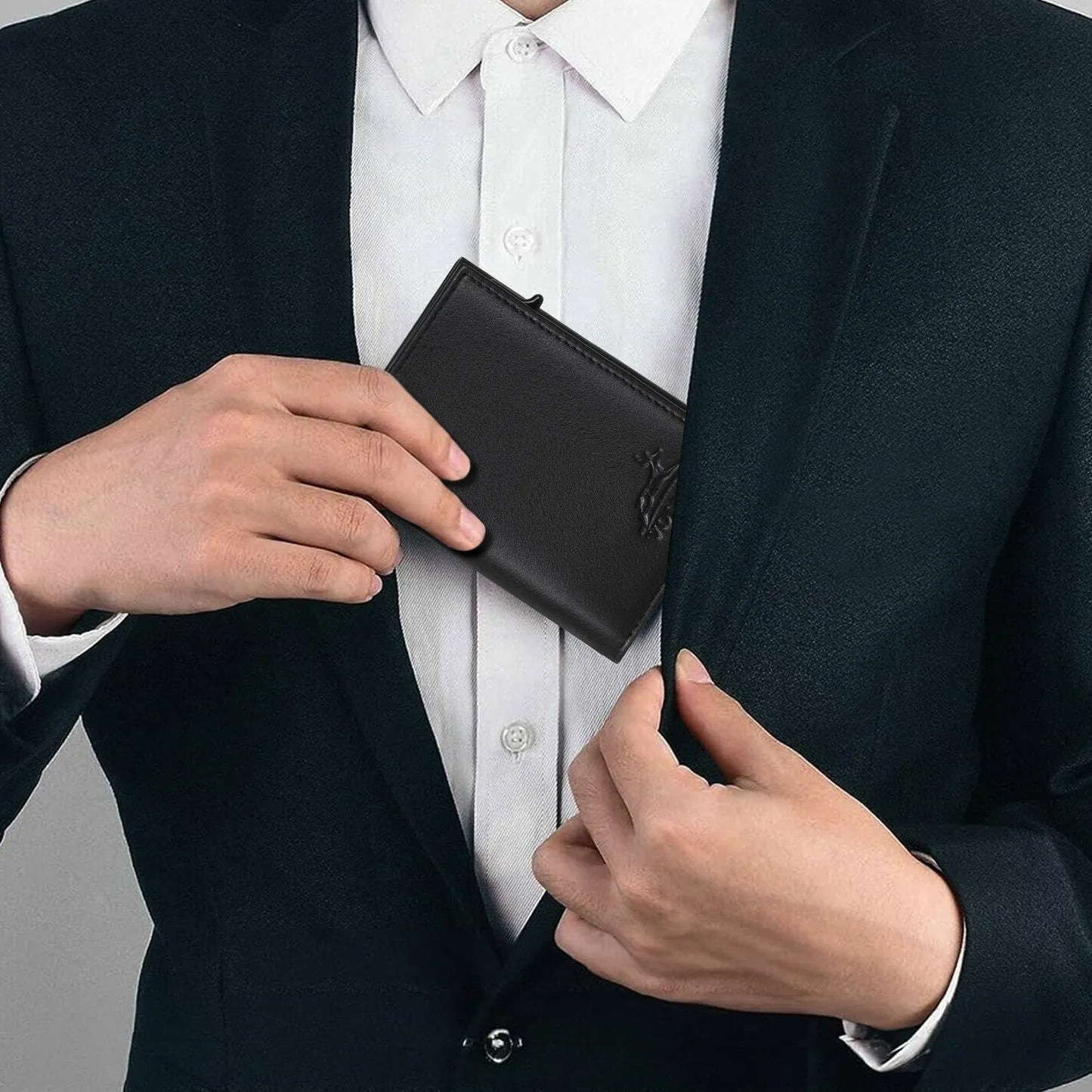 Fa.Volmer ® POP-UP Kartenetui mit Münzfach aus Echtleder für Herren & Damen | 11 Karten | RFID Schutz | Geldbörse