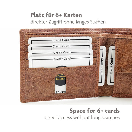 Vegane Geldbörse aus Kokosleder mit Baumwollfutter – plastikfrei – inklusive Geschenkbox | Jakarta