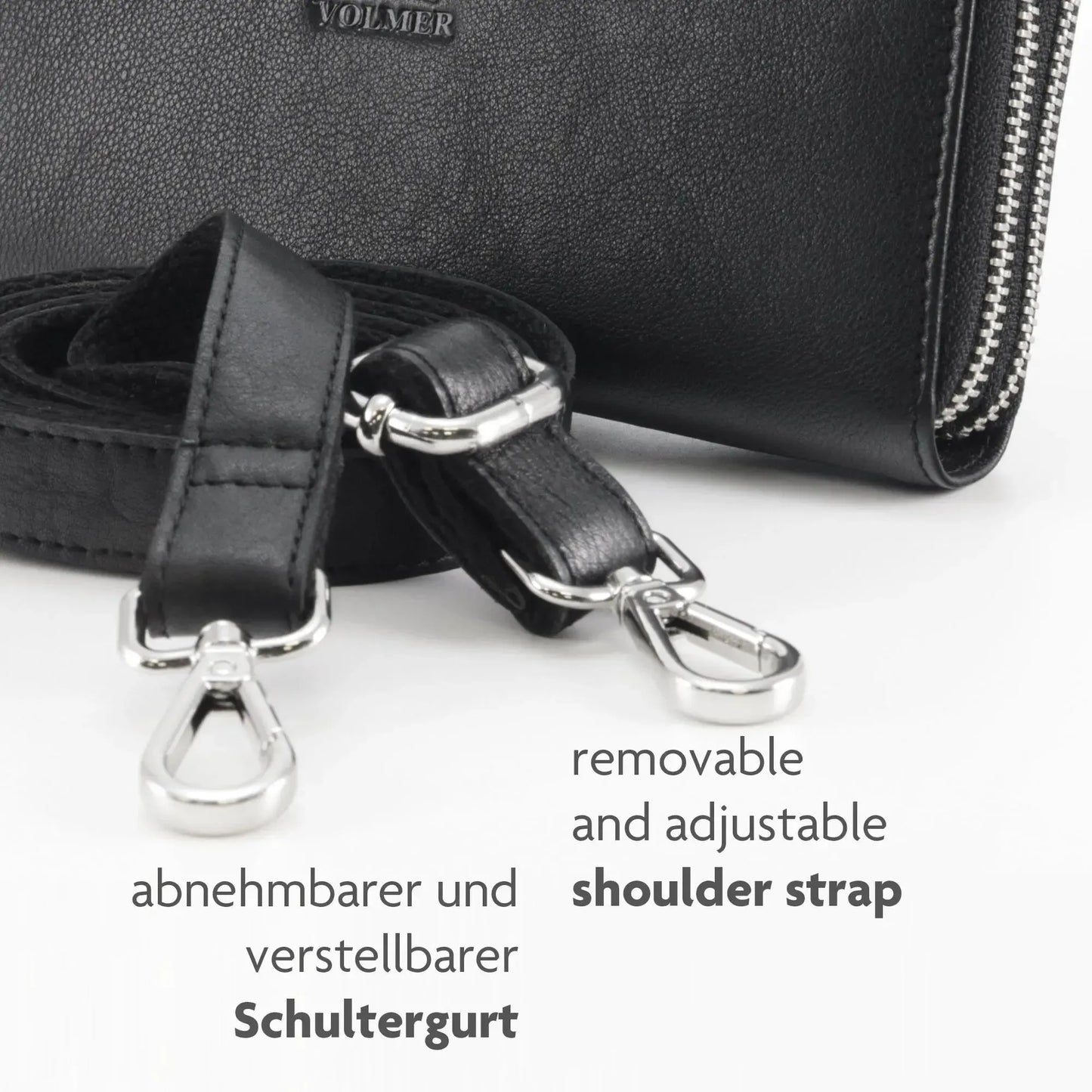 Damen Geldbörse aus Echtleder mit Handyfach & RFID-Schutz – abnehmbarer Schulterriemen | Modell Verona