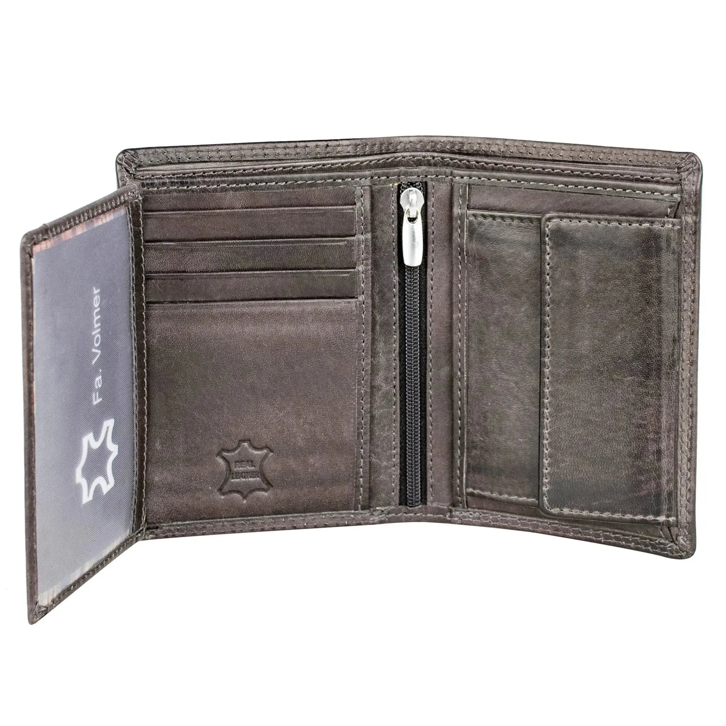 Portafoglio uomo in pelle con protezione RFID - doppia cucitura extra resistente - 11 scomparti per carte di credito - formato verticale | VO39