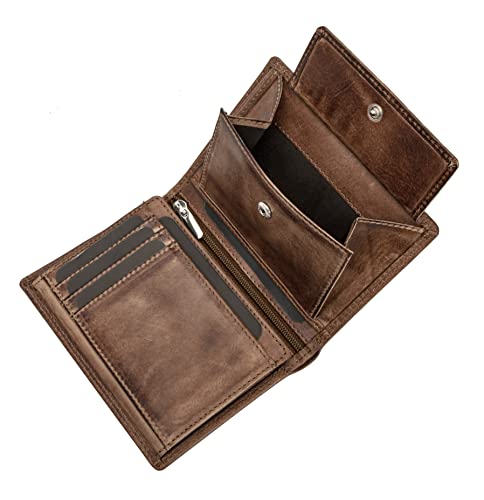 Portefeuille en cuir pour homme avec protection RFID - double couture extra solide - 11 compartiments pour cartes de crédit - format vertical | VO2
