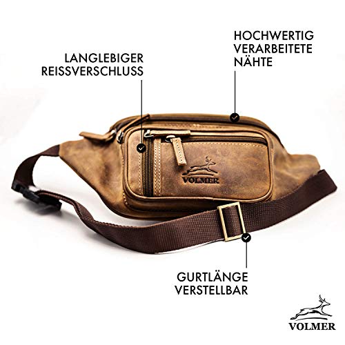 Bauchtasche Leder für Damen und Herren im Vintage-Look - 1 großes Fach | BagMi