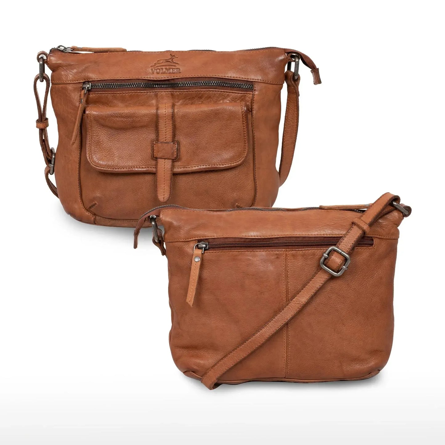 Umhängetasche Leder für Frauen – Crossbody-Bag – Vintage Used-Look | Modell Ravenna