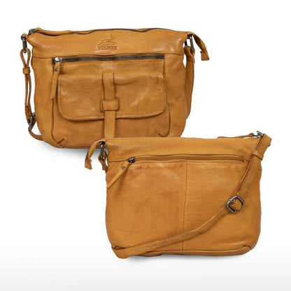 Umhängetasche Leder für Frauen – Crossbody-Bag – Vintage Used-Look | Modell Ravenna