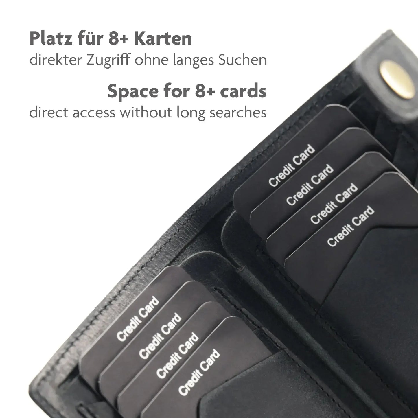 Leder Kartenetui mit großem Scheinfach – 8 Fächer für Kreditkarten – Plastikfrei – Geschenkkarton | Denton