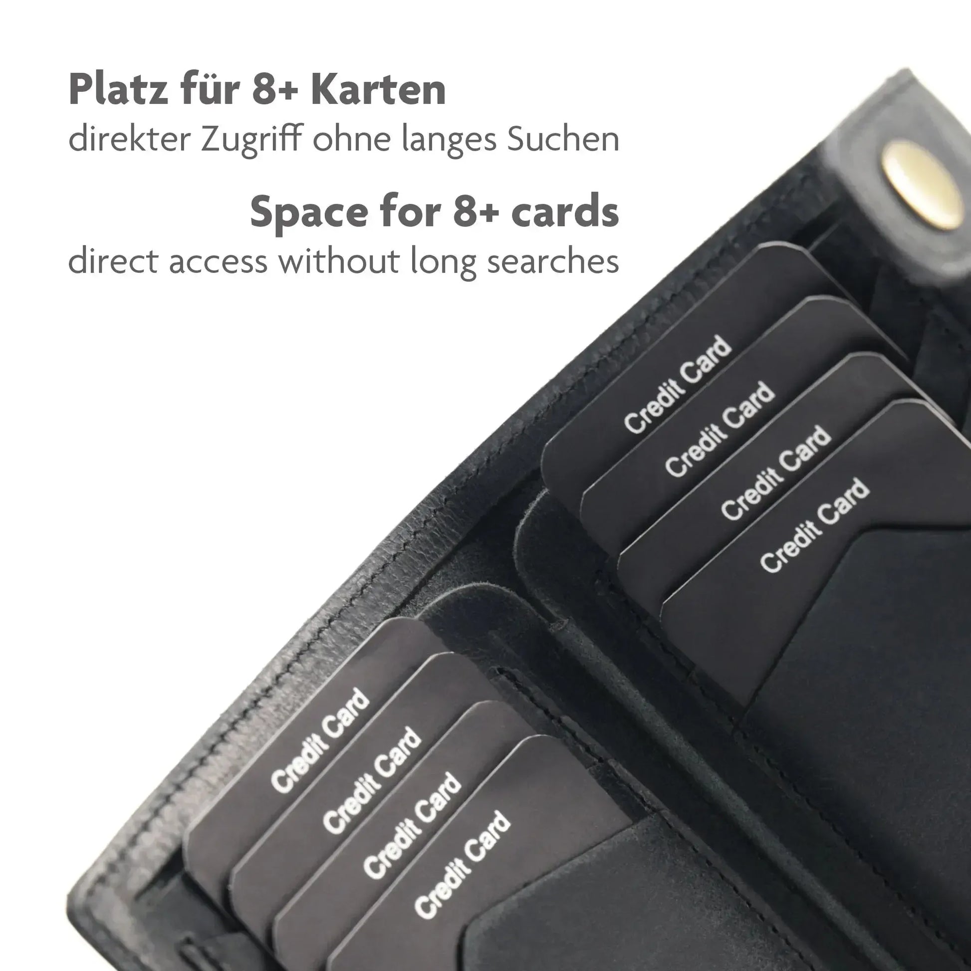 Leder Kartenetui mit großem Scheinfach – 8 Fächer für Kreditkarten – Plastikfrei – Geschenkkarton | Denton