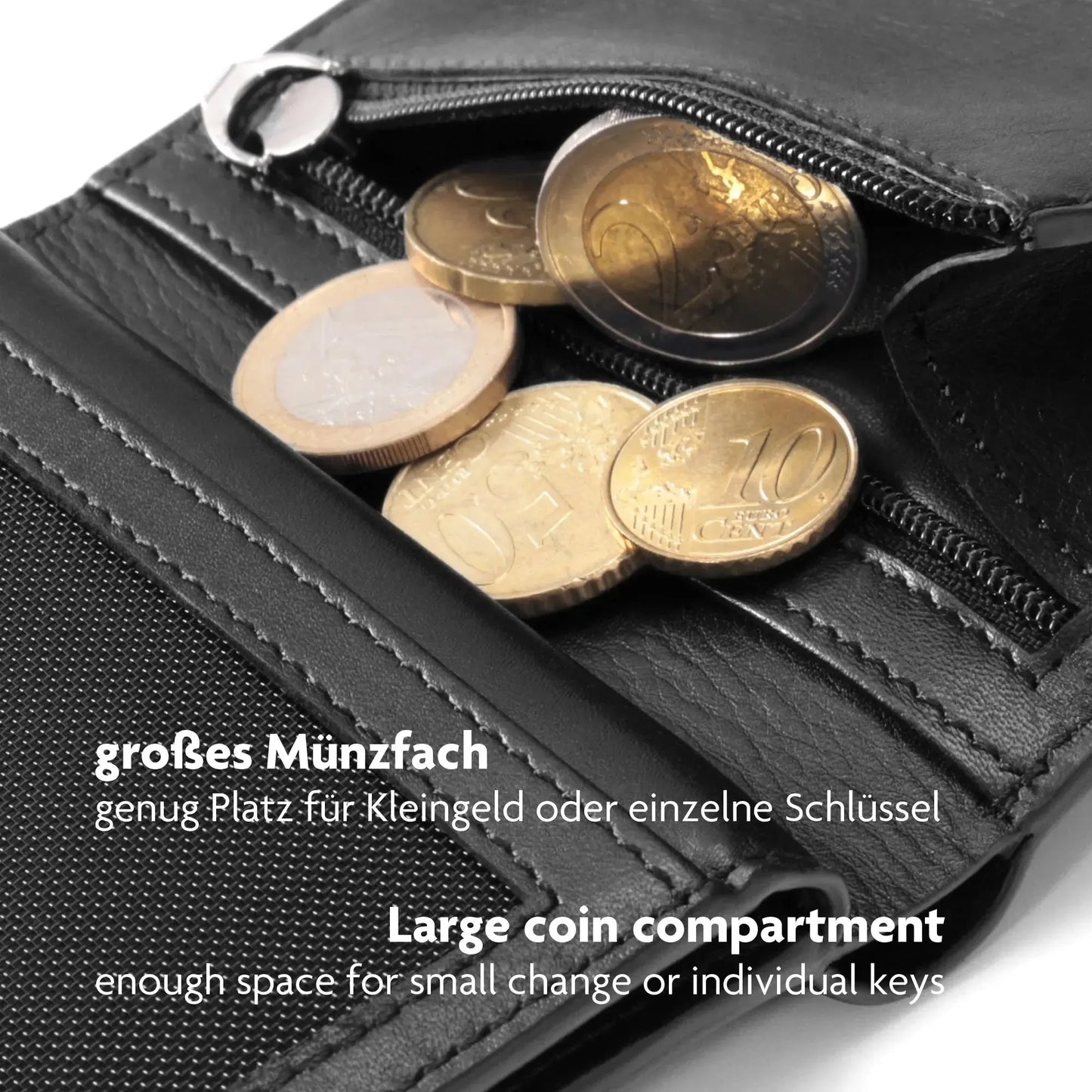 Portafoglio elegante in pelle da uomo con protezione RFID - 12 scomparti per carte di credito - formato verticale | Glendale