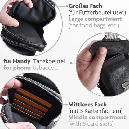Leckerli Tasche zum Umhängen aus Echt-Leder - mit Gürtelschlaufe - abnehmbarer Schulterriemen | UrbanWalker