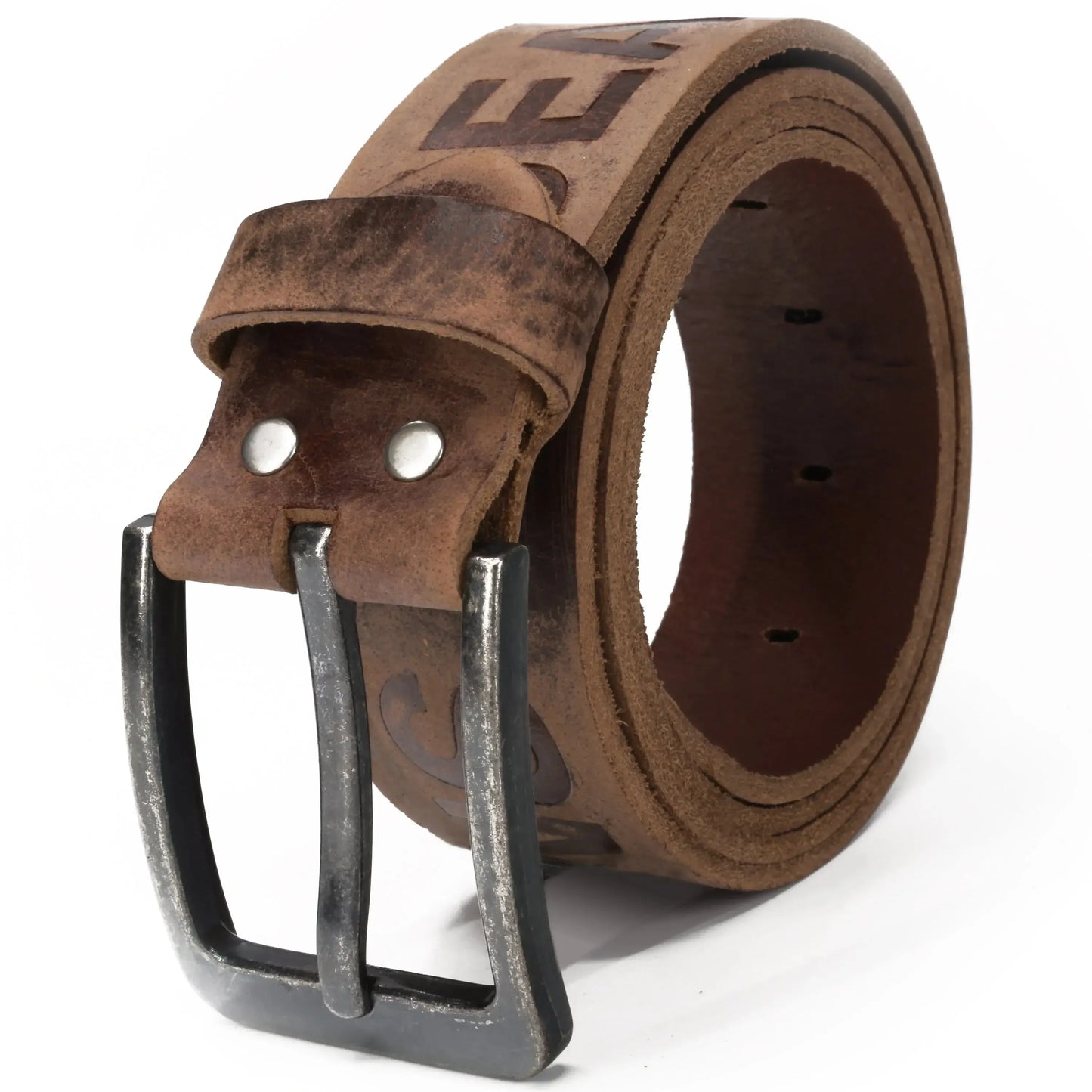 Klassischer Leder Gürtel mit JEANS-Prägung - antiquebraun - 38mm breit - leicht kürzbar | JEANS-38mm