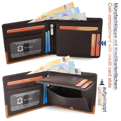 Leather Wallet for Men with RFID Protection – Extra-Sturdy Double Stitching – 9 Slots for Credit Cards | MW114