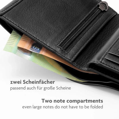 Portafoglio elegante in pelle da uomo con protezione RFID - 12 scomparti per carte di credito - formato verticale | Glendale