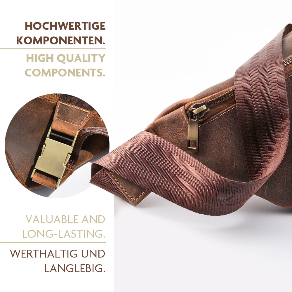 Leichte Crossbody Bag Schultertasche aus Echt-Leder  – geräumige und robuste Sling Bag | Bag9910