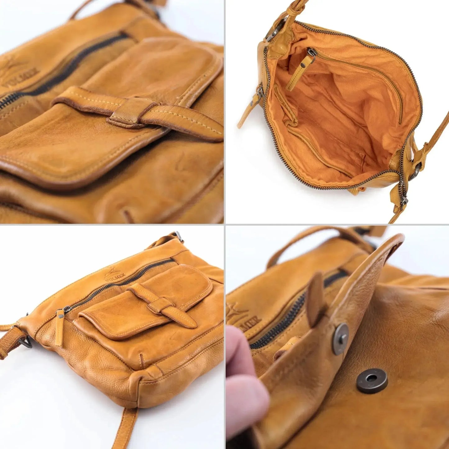 Umhängetasche Leder für Frauen – Crossbody-Bag – Vintage Used-Look | Modell Ravenna