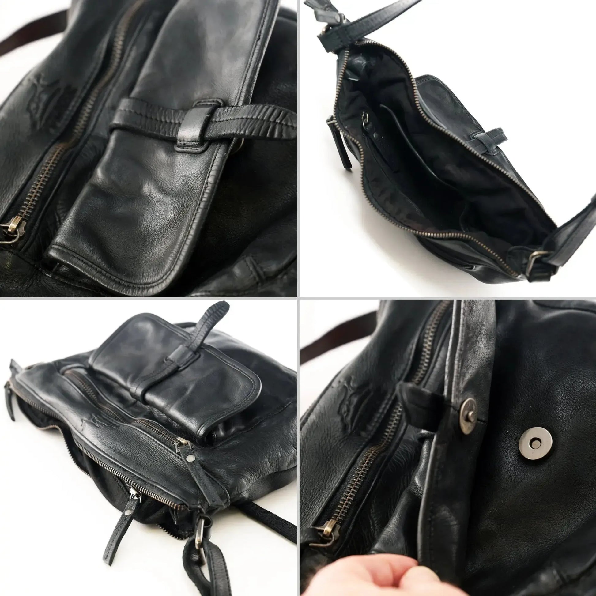 Umhängetasche Leder für Frauen – Crossbody-Bag – Vintage Used-Look | Modell Ravenna