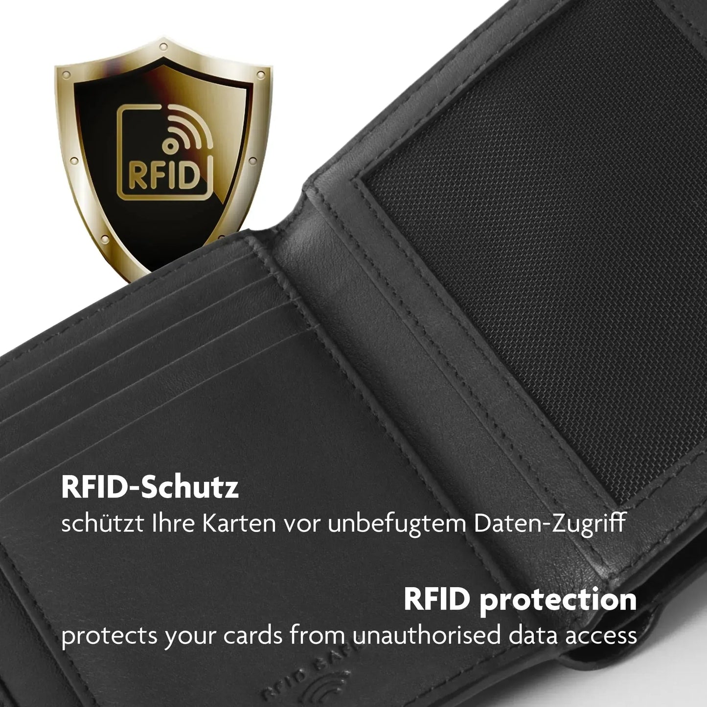 Portafoglio elegante in pelle da uomo con protezione RFID - 12 scomparti per carte di credito - formato verticale | Glendale