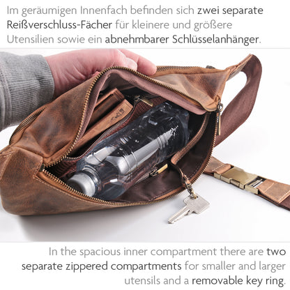 Leichte Crossbody Bag Schultertasche aus Echt-Leder  – geräumige und robuste Sling Bag | Bag9910